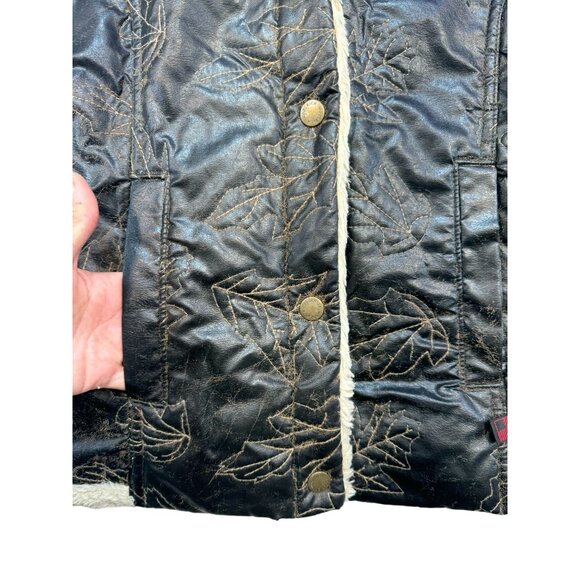 Woolrich Womens Outdoor Faux Leather Sherpa Lined Vest Medium Brown Leaf - Picture 3 of 13